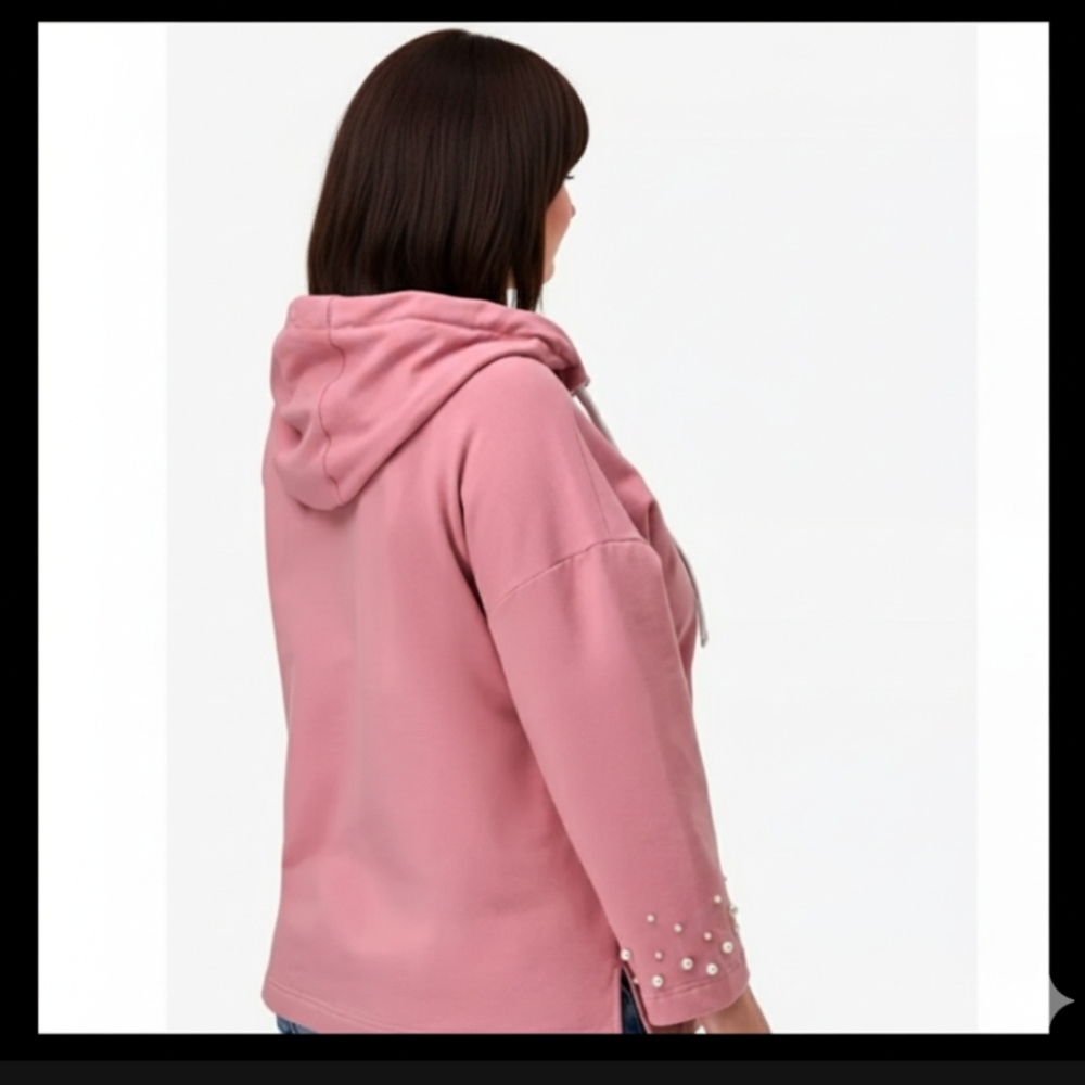 Ellos Women's Plus Size Pearl Trim Sweatshirt EUC Sz 18-20 (L) - Picture 2 of 4